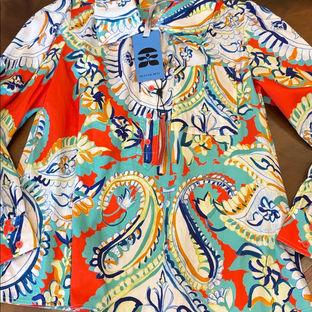 Hunter Bell Phoenix Amalfi tiles Colorful Patterned M Women's Top NWT - Picture 2 of 7